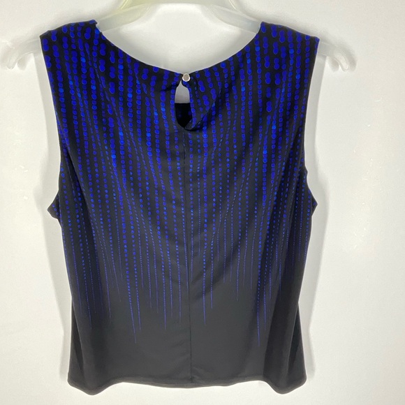 Calvin Klein Womens Black and Blue Spotted Patterned Business Casual Blouse | 1X - Picture 3 of 10